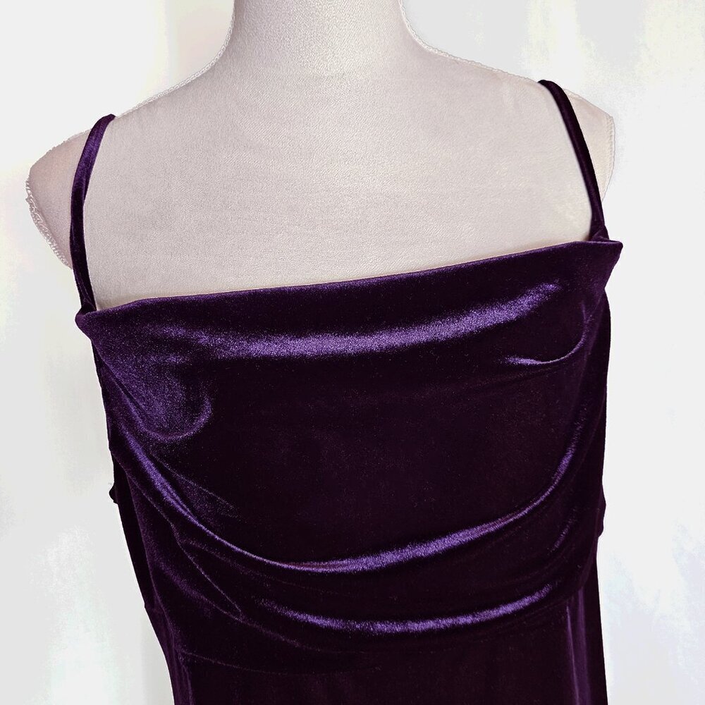 Dark Purple Velvet Empire Maxi Dress St Michael Marks & Spencer Vintage - Picture 4 of 6